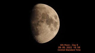 Moon Phase - September 5, 2022 7:58 PM CST (6th Moon Day 8)