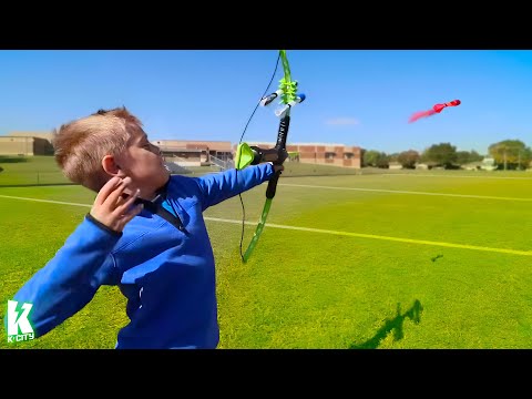 Green Arrow Bow Test! (Super Hero Gear Test) KidCity