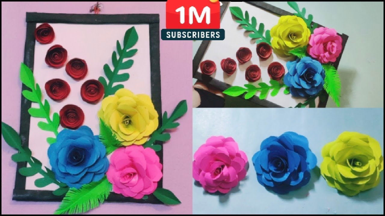 How To Make Wall Hanging Flower Frame Paper FlowersPaper Wall