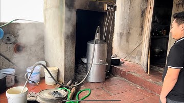 Nồi Hơi Sục Nấu Đậu Hũ đun điện kết hợp với củi bếp gắn liền thân