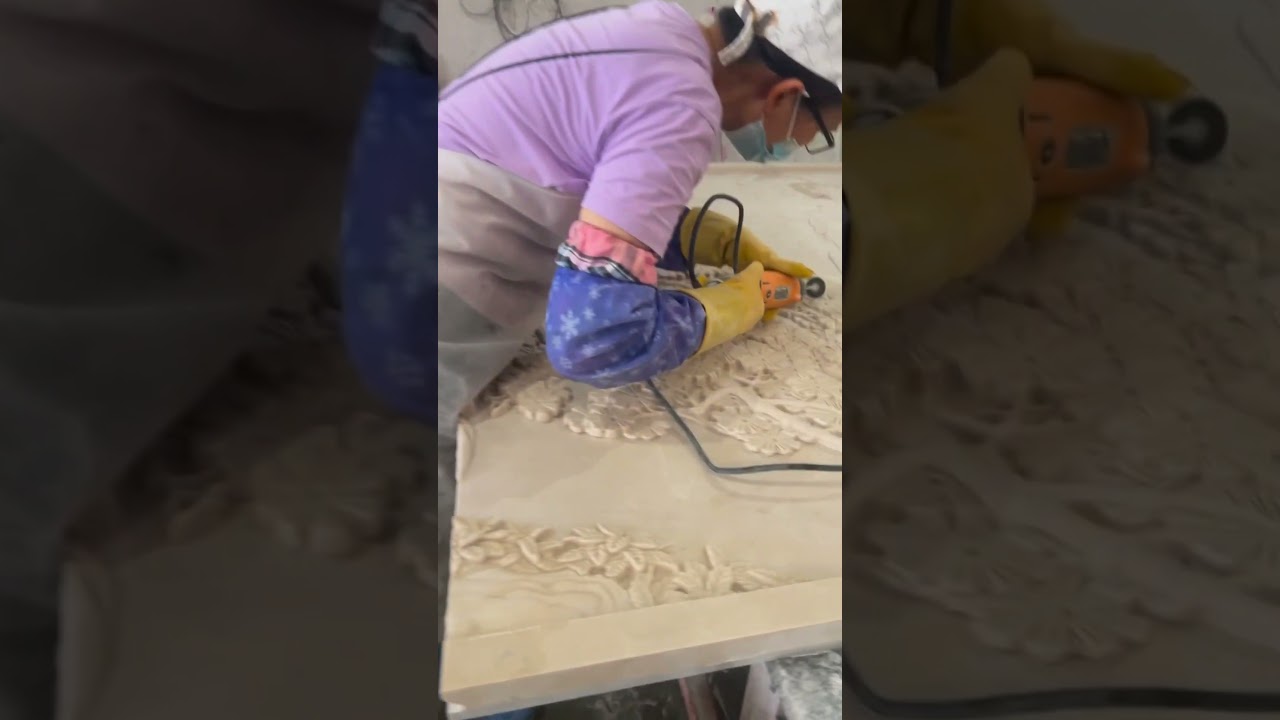 In the process of marble relief processing