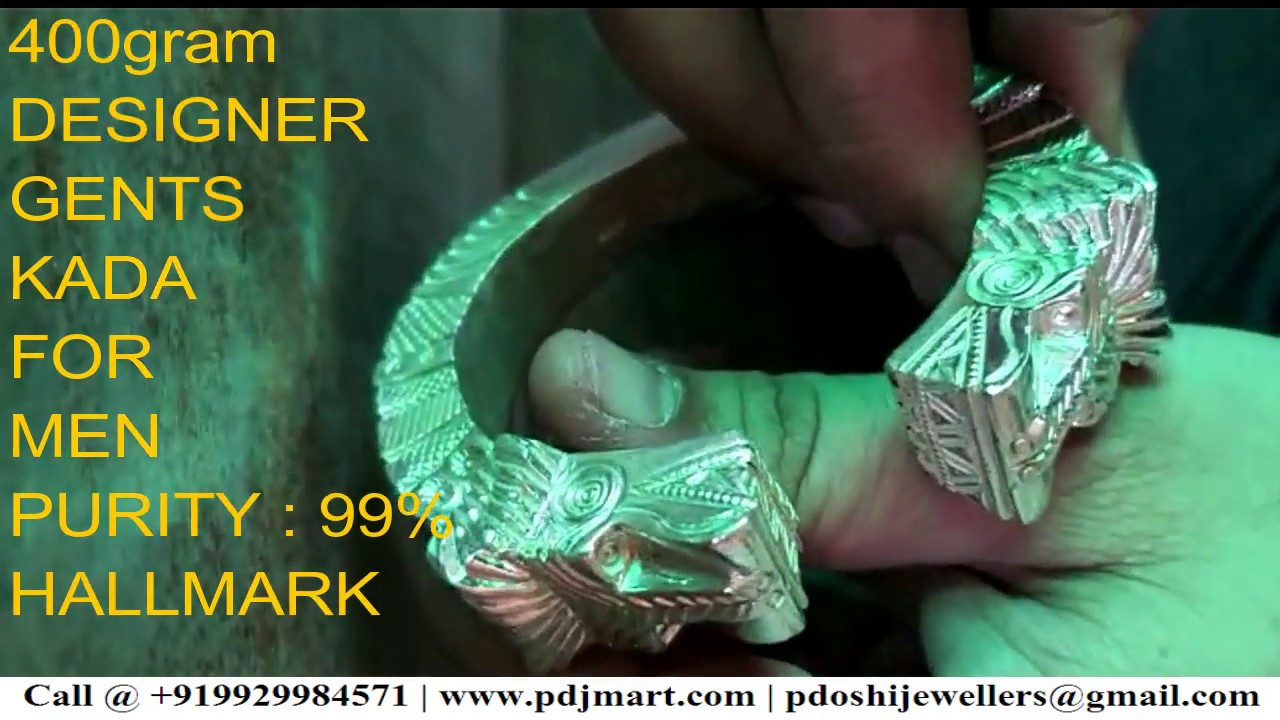 400 ग्राम pure सिल्वर डिज़ाइनर shermukhi कड़ा  for Men : Call @ 9929984571 pdjmart.com