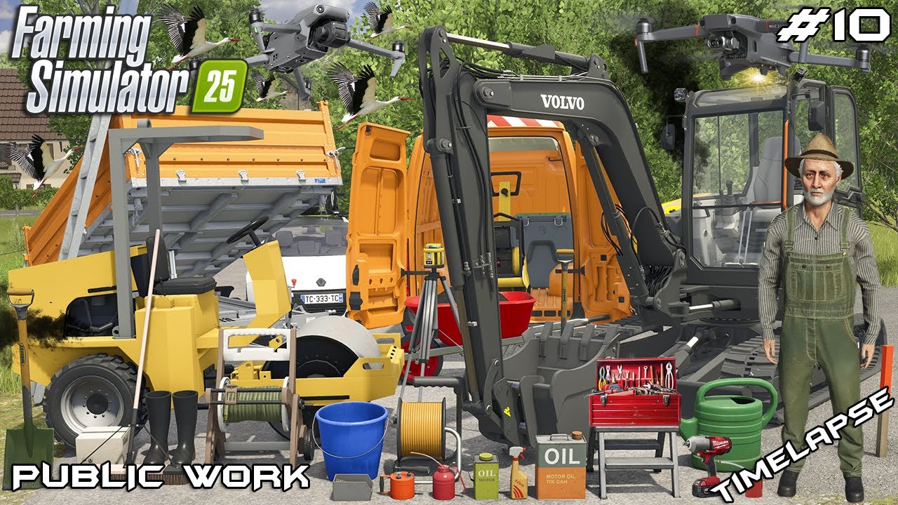 ASPHALT DRIVEWAY INSTALLATION WITH HEAVY EQUIPMENT | PUBLIC WORK | Farming Simulator 25 | EP 10