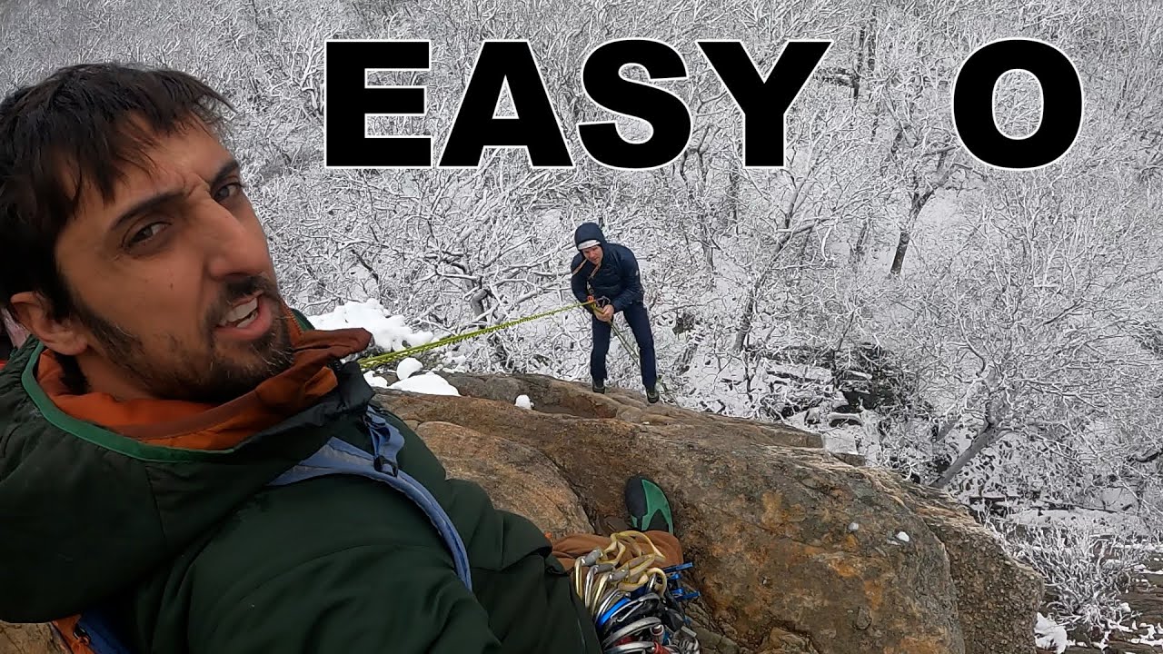 climbing EASY O covered in snow at THE GUNKS