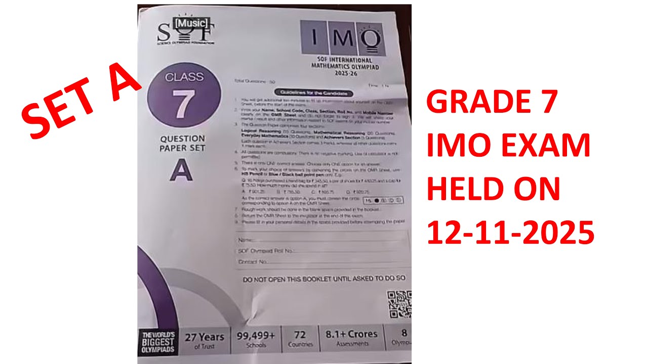 SOF Grade 7 IMO SET A 2025-26 ANSWER KEY | EXAM HELD ON 12-11 -2025 ...