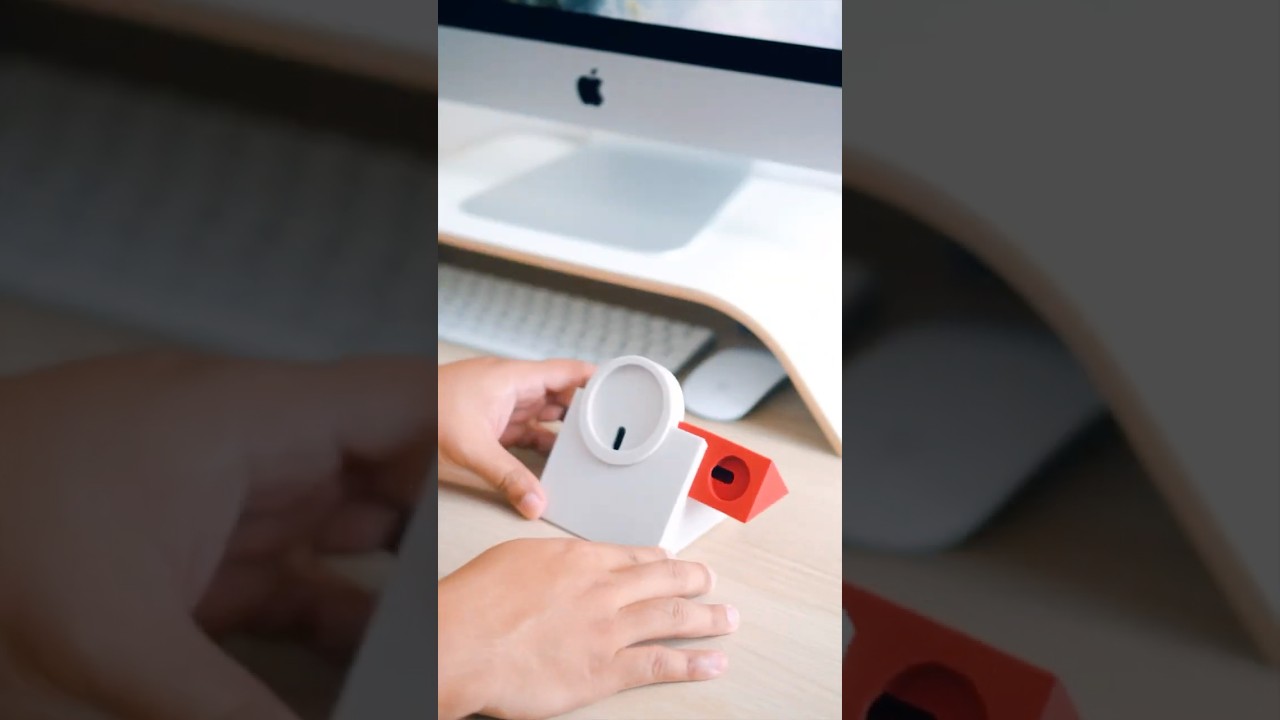 Elago MS5 Duo Charging Stand for Apple Devices | Stone + Red color 