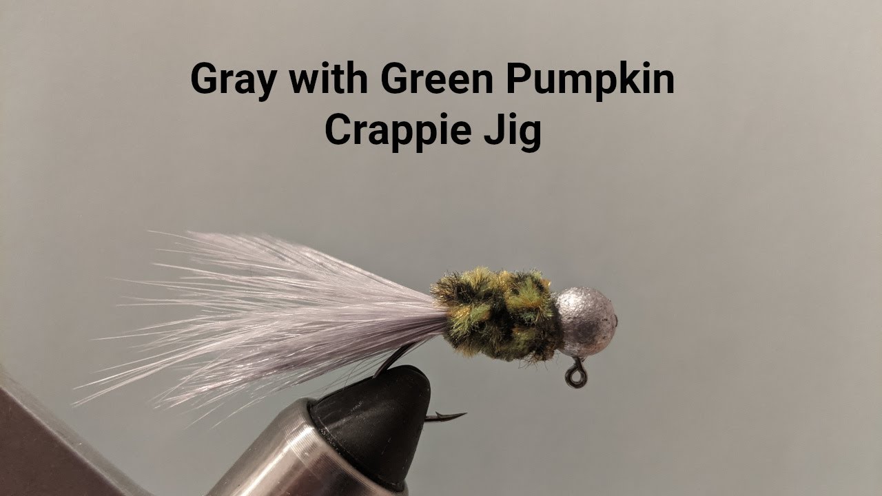 Hand Tied Crappie Jig - Gray with Green Pumpkin Seed - YouTube