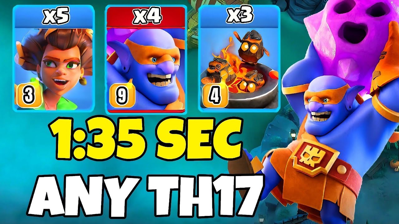 TH17 Root Rider + Super Bowler + Furnace Attack Strategy | Th17 Attack Strategies (Clash of Clans)