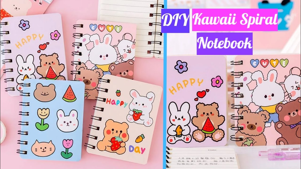 DIY Kawaii Notebook / DIY Kawaii spiral Dairy / How to make kawaii notebook  / School Supplies 