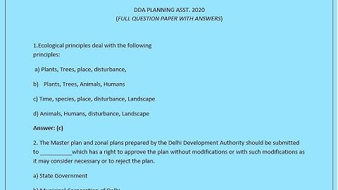 DDA PLANNING ASSISTANT 2020 QUESTION PAPER | GATE ARCHITECTURE PLANNING #GATE_ARCHITECTURE #DDA