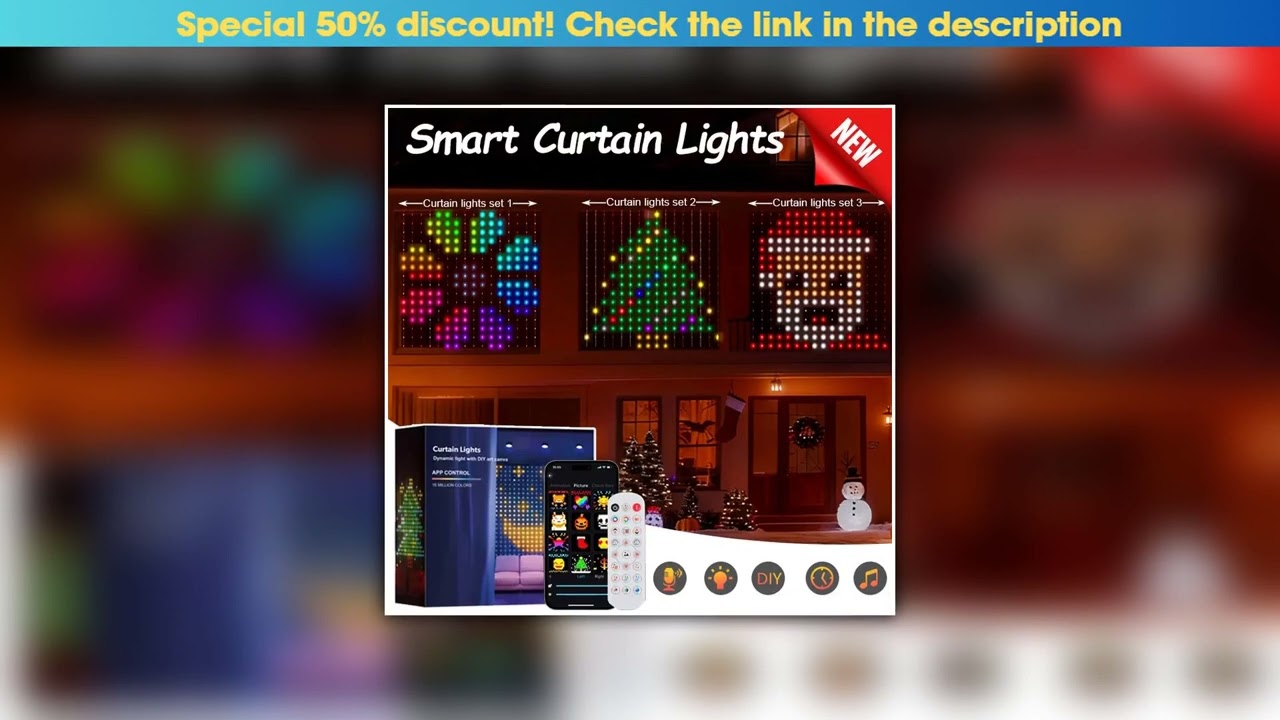 Flash Sale 3*3M 400LED Christmas Lights WiFi Smart Curtain Lights with APP Control Music Mode IP65•