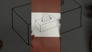 How To Draw A Tissue Box Easy | Tissue Box Step By Step Line Drawings | Easy drawing idea #shorts