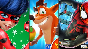 Miraculous Ladybug & Cat Noi‪r🐞 VS Crash Bandicoot: On the Run‪! 💣 VS 🕷️ MARVEL Spider-Man Unlimited