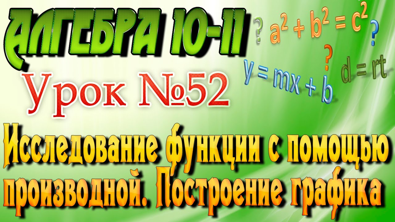 Исследование функции с помощью производной. Построение графика. Алгебра 10-11 классы. 52  урок