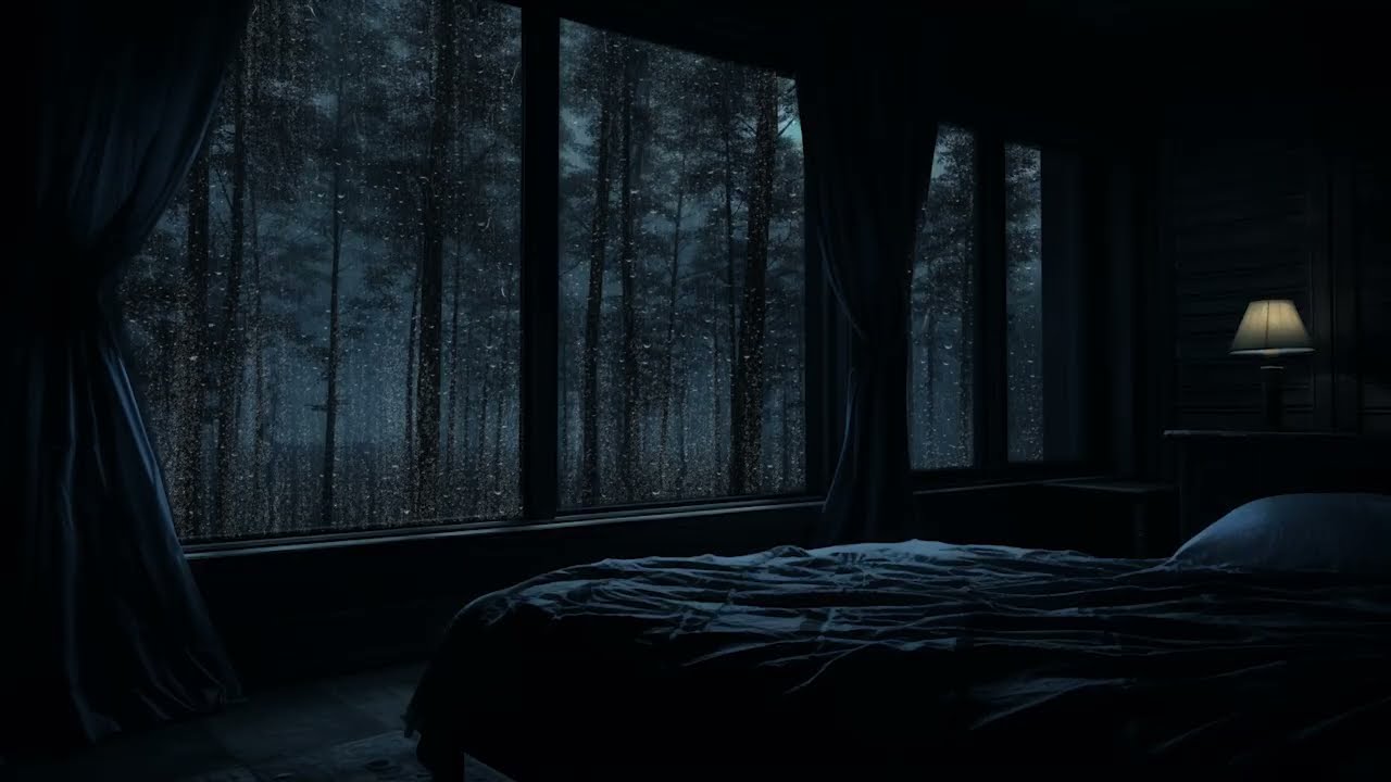Midnight Forest Rainstorm Ambience | Dark Heavy Rain Sounds for Calm Sleep and Relaxation