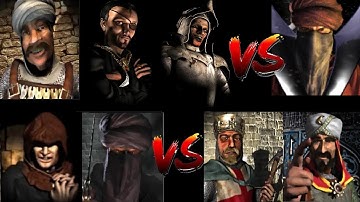 SULTAN SNAKE RAT VS WAZIR VS ABBOT CALIPH VS LIONHEART SALADIN | Stronghold Crusader Ai Battle