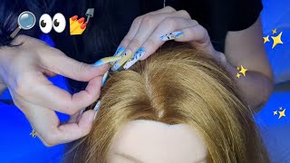 Scalp Check & Picking ASMR — Tweezers, Long Nails & Relaxing Sounds 2VER. Inaudible Whisper/ No Talk