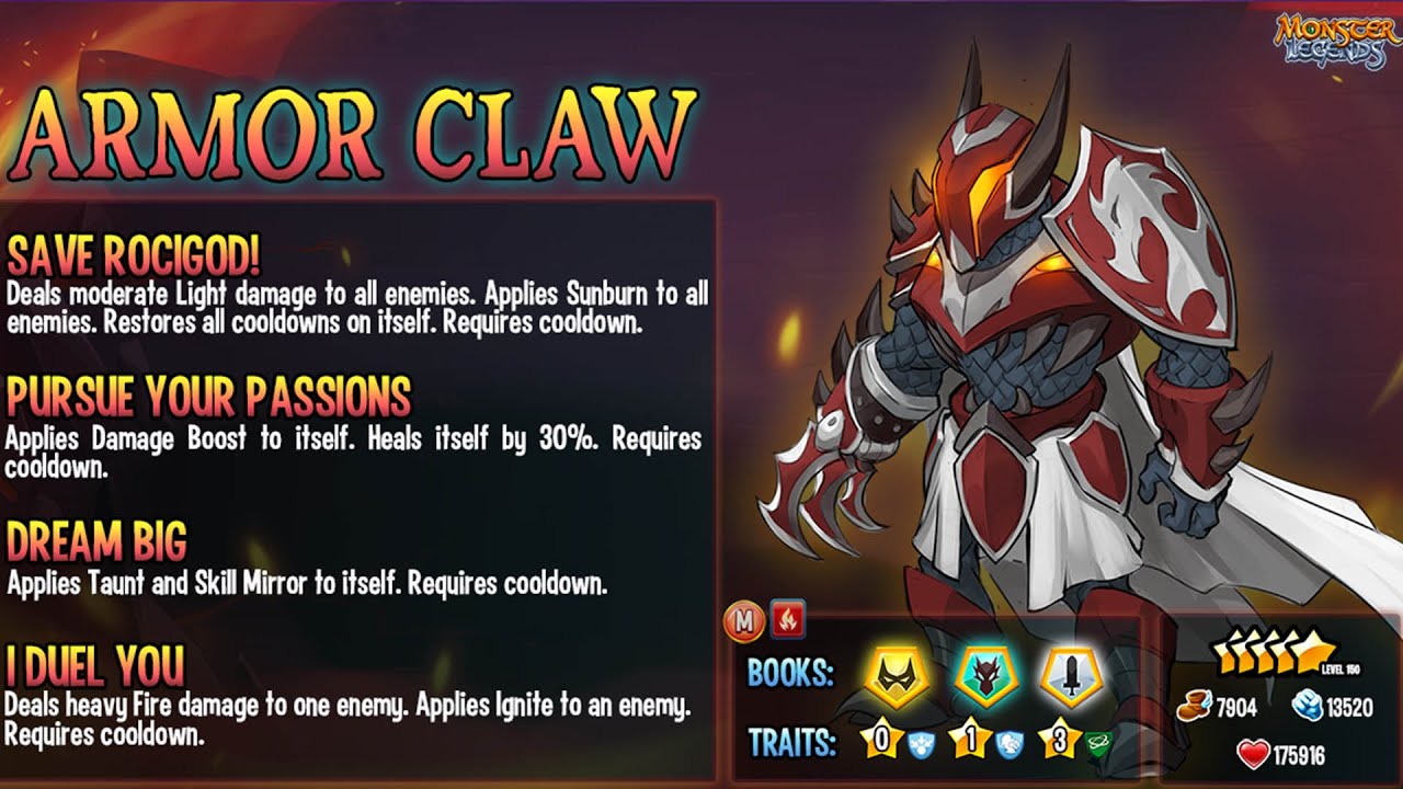 ARMOR CLAW MONSTER ANALYSIS, MYTHIC MONSTERS, LEGENDS PASS MONSTER