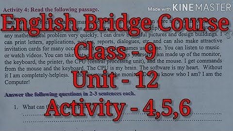 English Bridge Course Class - 9 | Unit - 12 | Activity - 4,5,6
