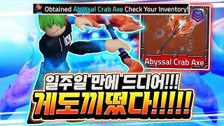 일주일 만에 드디어!!! 게 도끼 떴다!!! 와 드디어 3세계 레전드 무기 게 도끼 먹었습니다!  와 무슨 X가 용용 스킬이야? 심지어 견문 관통까지? 와... [로블록스 킹피스] screenshot 5