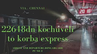 #22648_Kochuveli (KCVL) to Korba (KRBA) Express.arrive and departure Dongargarh (DGG)#INDIAN RAILWAY