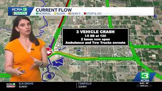 I-5 traffic delayed after a crash in Lathrop