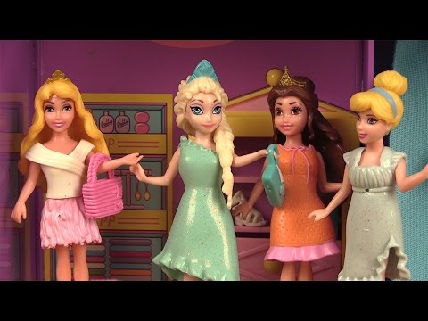7 Poupées Princesses Disney Magiclip Vêtements Polly Pockets Séance  d'essayage 2 