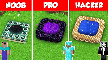 PORTAL TUNNEL PIT BASE HOUSE BUILD CHALLENGE - NOOB vs PRO vs HACKER / Minecraft Battle Animation