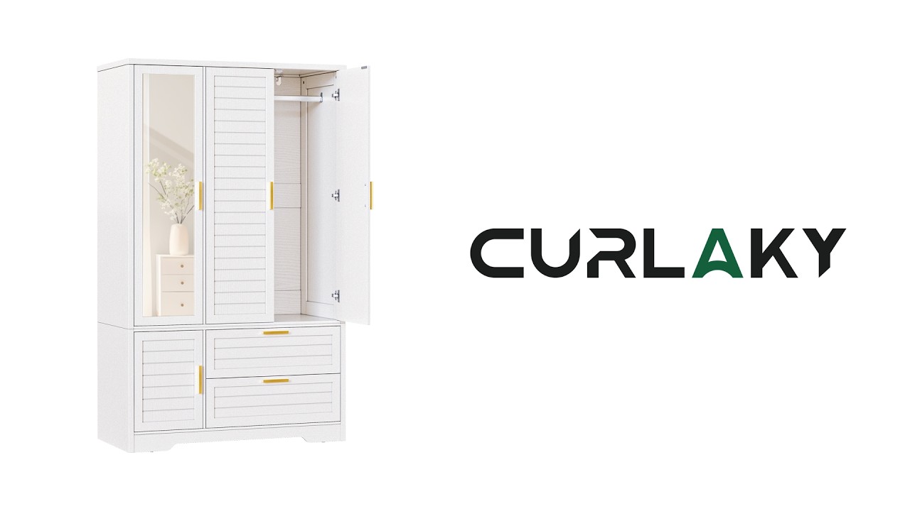 🛠️Curlaky Armoire Wardrobe Closet with Mirror Assembly Video🛠️