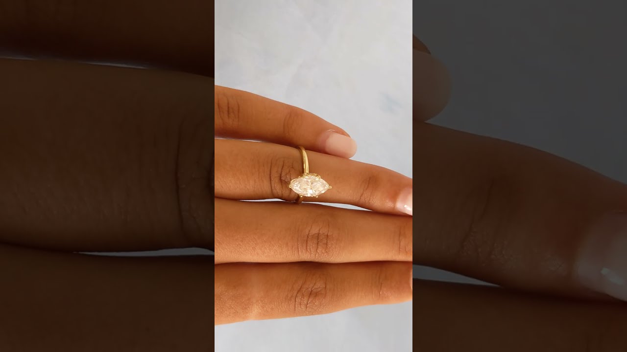 Marquise Moissanite Engagement Ring / Marquise Solitaire Wedding Ring / Tulip Petal Prong Ring