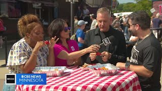 The Drew Crew Ross Mathews Sunny Anderson check out mac and cheese at the fair