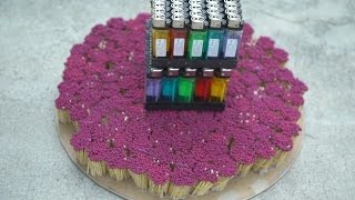 100 Lighters OVER 10 000 MATCHES! Amazing Chain Reaction