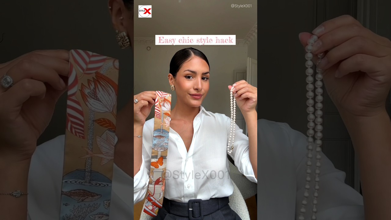 Women silk neck tie hack | Pearl necklace tutorial 