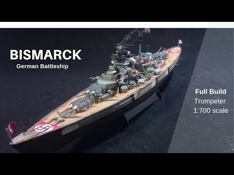German Battleship Bismarck By Trumpeter 1-700 Scale Full Build-