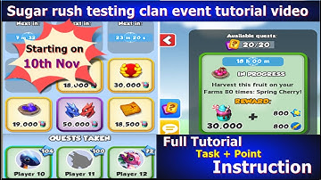 Sugar rush testing clan event tutorial video | Full task details and instruction | DML