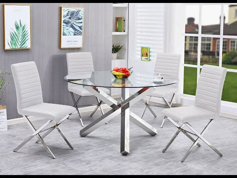 Axis Round Glass Dining Table Set