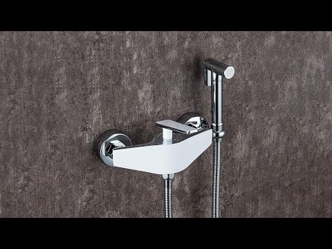 Змішувач для душу з гігієнічною лійкою FRAP F2058, білий/хром, видео 1