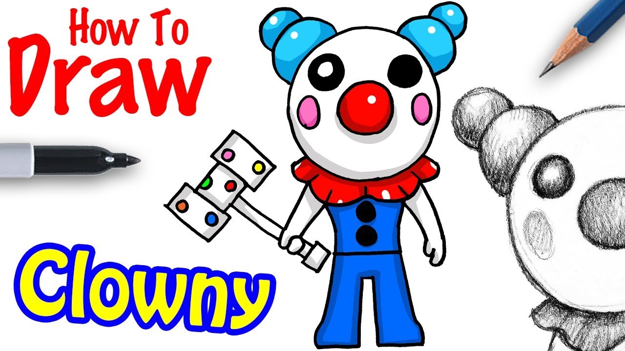 How To Draw Clowny Roblox Piggy Youtube - roblox drawing piggy fan art