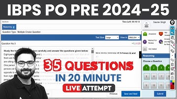 🚀 IBPS PO Prelims Live Mock Attempt | 35 Questions in 20 Minutes | By Saurav Sir 🔥