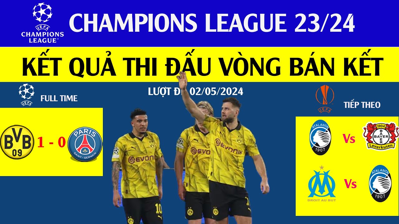 KẾT QUẢ CUP C1 CHÂU ÂU HÔM NAY TRẬN BÁN KẾT 2 LƯỢT ĐI / CHAMPIONS ...