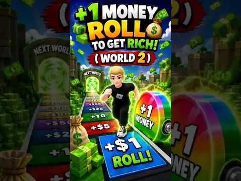 +1 Money Roll To Get Rich 🤑 ( World 2 ) #roblox #shorts