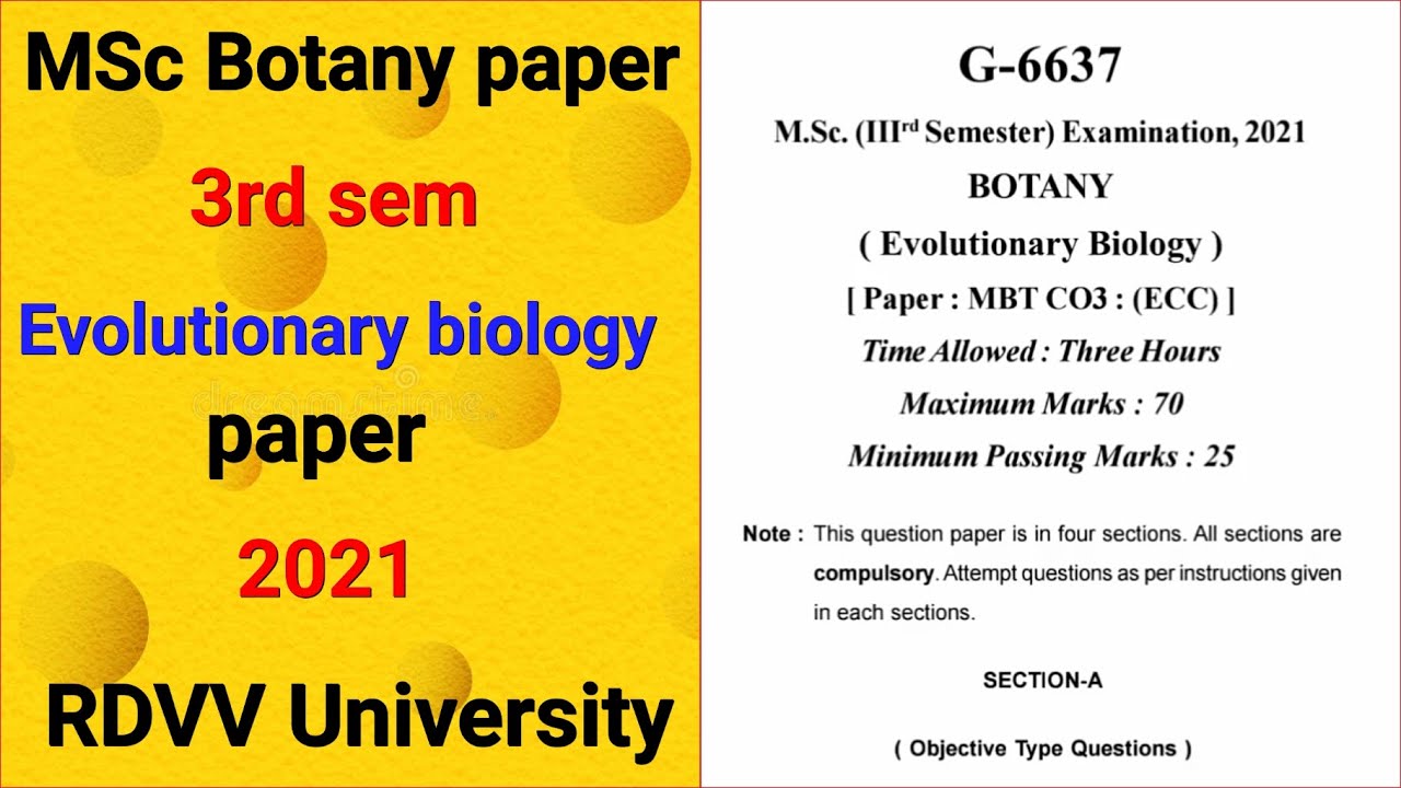MSc 3rd sem botany paper/Evolutionary biology paper/2021/pdf file link in description 👇