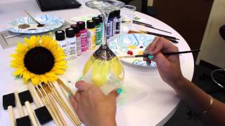 wine glasses glass painted paint diy flowers projects crafts easy sunflower tutorial cheercrank awesome sunflowers