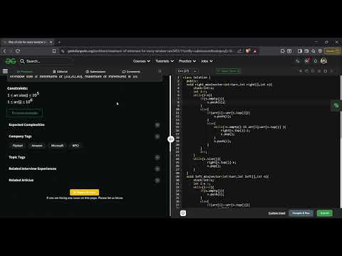 Max of Min for Every Window Size | GeeksforGeeks GFG Solution in C++ | Monotonic Stack | DSA