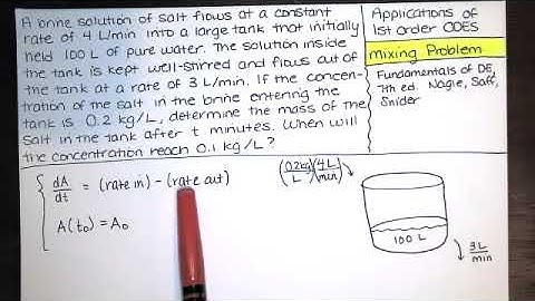 22. Applications of First Order ODEs - Part 2 - A Mixing Problem