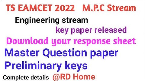 TS EAMCET 2022 Engineering Stream Preliminary keys II Download  response sheet
