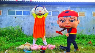 Badut Squit Game Mencari Boneka Lucu Di Taman Dan Diambil Mampang - DRAMA BADUT LUCU - SAUNG VLOG