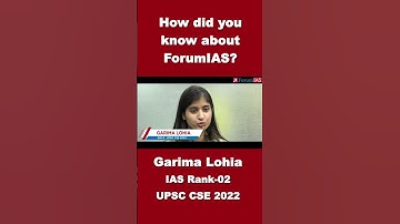 How did you know about ForumIAS Garima Lohia | AIR-2 | UPSC CSE 2022 #shorts #forumias