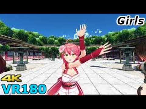 【VR180 MMD】Girls さくらみこ、ときのそら、ロボ子さん【Hololive】