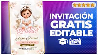 How to make a girl's christening invitation ✔️(FREE TEMPLATE)